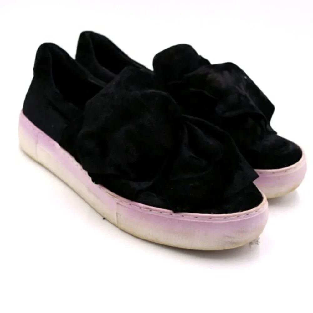 Jslides Velvet Black Bow Velour Platform Slides 9 Annabell